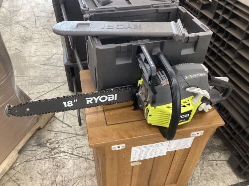 RYOBI 18 in. 38cc 2-Cycle Gas Chainsaw with Heavy Duty Case - Lot 354