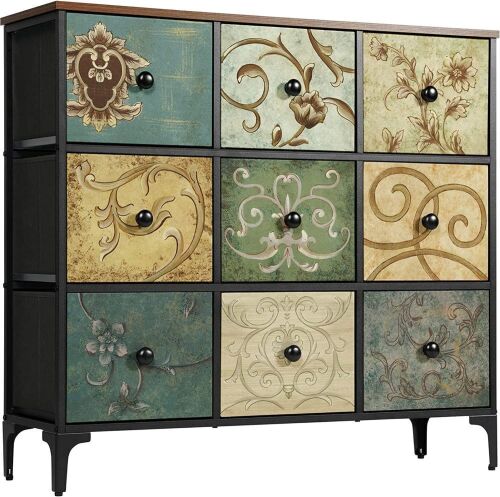 AOPSEN Dresser with Wood Top, 9 Fabric Drawers  - Lot 479