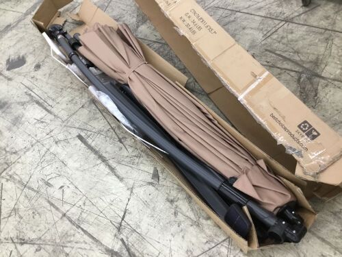Solar LED Offset Hanging Patio Umbrella w/ Crank Tilt Adjustment - 10ft  - Lot 606
