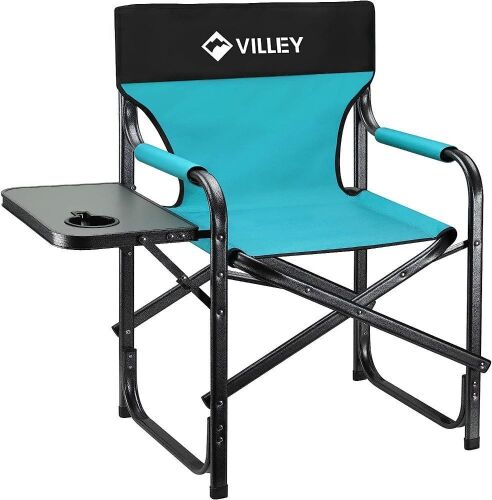 VILLEY Heavy Duty Folding Directors Chair, Supports 350 LBS, Blue  - Lot 521