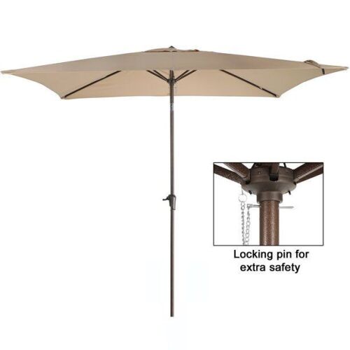 Rectangular Patio Umbrella, 6.6 x 9.8ft Outdoor Table Market Umbrella with Push Button Tilt/Crank, Cream Beige - Lot 313