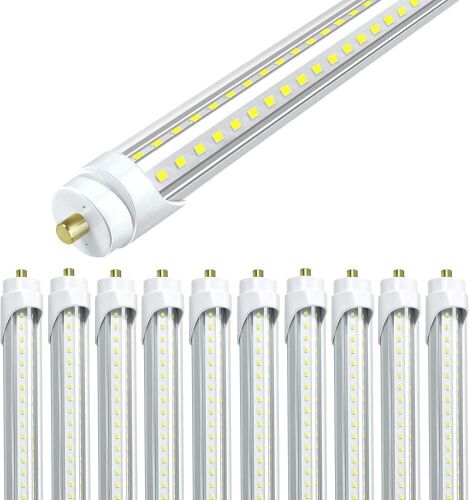 ELEKICO 8FT LED Bulbs, 5000K 75W 9500LM, FA8 Single Pin Base V Shaped Clear Cover, Pack of 10  - Lot 240