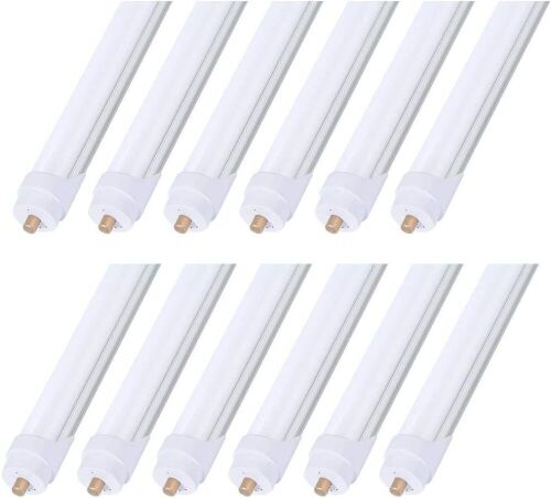 ONLYLUX 8ft T8 45Watt FA8 Single Pin LED Tube Lights 5400LM, Ballast Bypass, 6000k, Milky Cover, 12 Pack - Lot 280