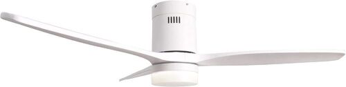 RUXUHSNDQ 52 Inch Flush Mount White Farmhouse Ceiling Fan with LED Light and Remote Control - Lot 76