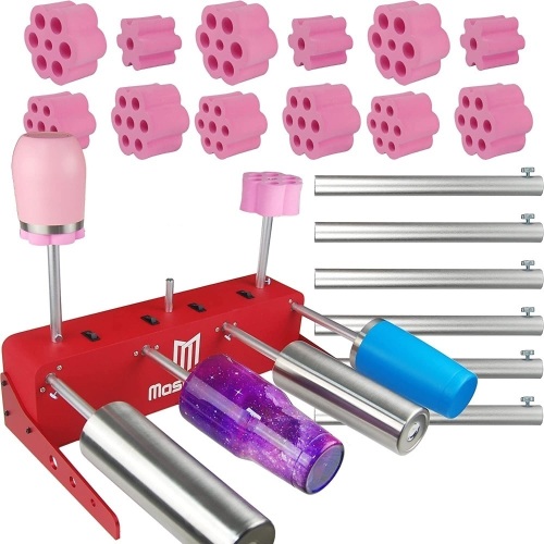 MasBros Quadruple Cup Turner Tumbler Spinner with Metal Bearings Drying Racks and Pink Foams of 4 Sizes - Lot 130