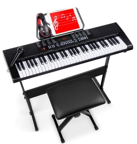 61-Key Beginners Electronic Keyboard Piano Set w/ 3 Modes, Microphone - Lot 133