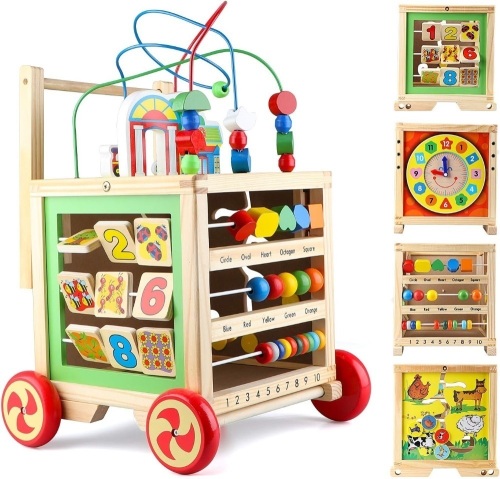 Gemileo Wooden Activity Cube Center Toys, 6 in 1 - Lot 373