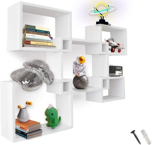 Modern Wall Mounted Square Shaped Floating Shelves – Set of 5 - Lot 430