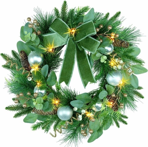 YULETIME 20" Pre-Lit Christmas Wreath - Lot 364