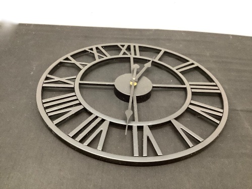 Black Metal Roman Numerals Clock - Lot 260