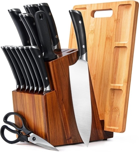 18 Pieces Kitchen Knife Set With Acacia Wood Knife Block - Lot 16