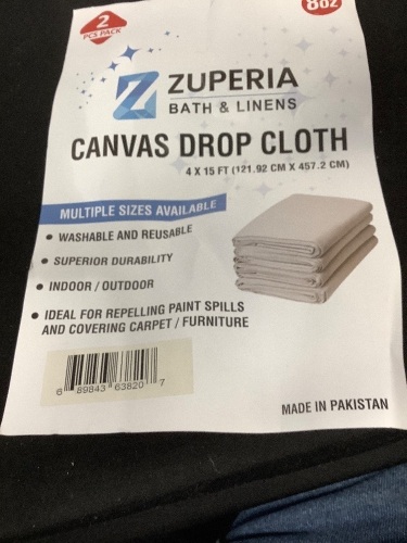 Pack of (3) 4x15ft Zuperia Canvas Drop Cloth - Lot 142