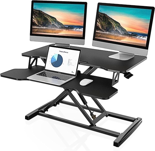 FITUEYES Height Adjustable Standing Desk - 32” Wide Sit to Stand Converter  - Lot 107