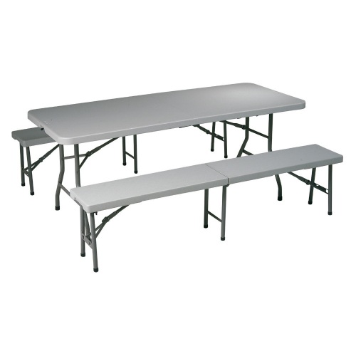 Office Star Products 3 Piece Folding Table and Bench Set  - Lot 360