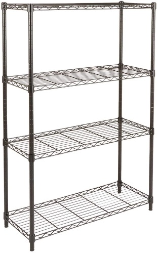 Amazon Basics 4-Shelf Adjustable, Heavy Duty Storage Shelving Unit (350 lbs loading capacity per shelf), Steel Organizer Wire Rack, Black (36L x 14W x 54H) - Lot 699
