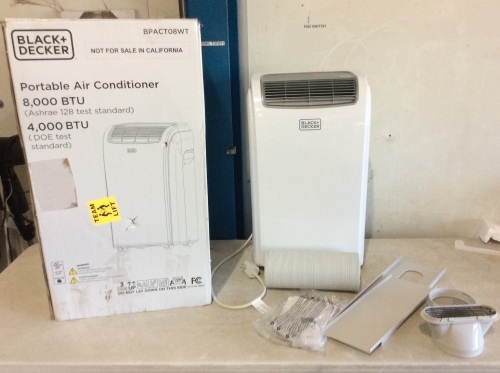 BLACK+DECKER BPACT08WT Portable Air Conditioner with Remote Control, 5,000 BTU DOE (8,000 BTU ASHRAE) - Lot 159