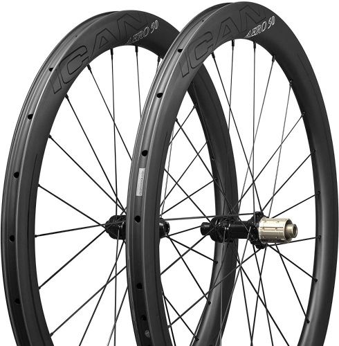 ICAN Carbon Wheels AERO 50 Disc Road Bike Wheelset 50mm Clincher Tubeless Ready Disc Brake 12x100/12x142mm Only 1430g - Lot 46
