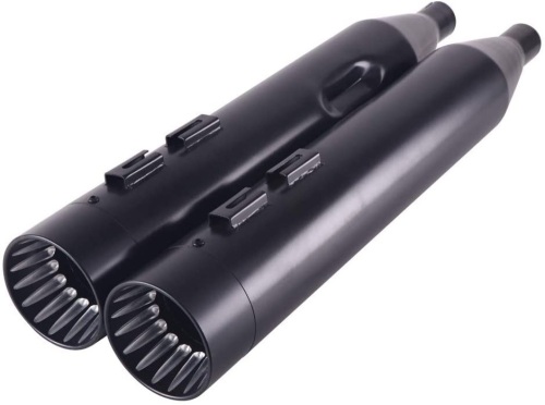 SHARKROAD"No Baffle Inside" 4.5" Matte Black Slip On Mufflers Exhaust Pipe for 1995-2016 Harley Touring Road King Steet Glide Baggers - Lot 788