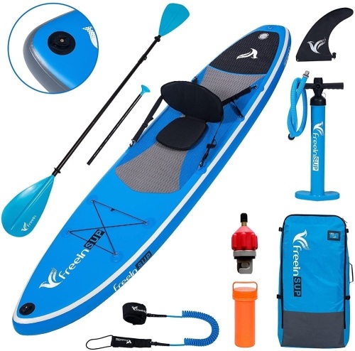 Freein Stand Up Paddle Board,10'6”x31x6, 2 Blades Paddle, Dual Action Pump, Triple Fins, Leash, Backpack - Lot 41