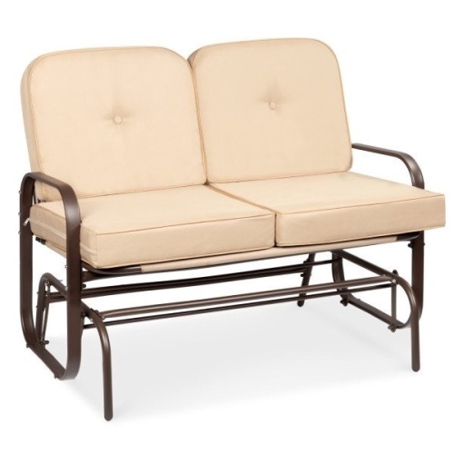 2-Person Outdoor Patio Glider Loveseat w/ UV Resistant Cushions - Lot 62