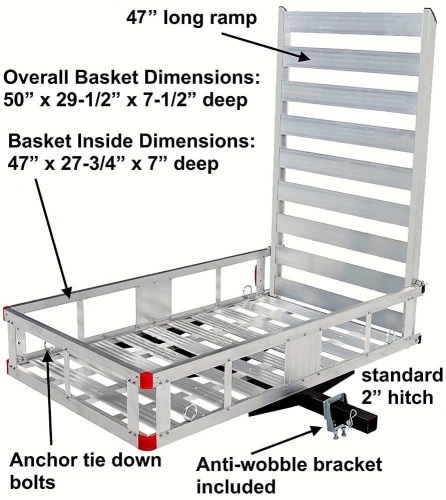 Maxxhaul 80779 Aluminum Hitch Mount Cargo Carrier with 47" Ramp - Lot 121
