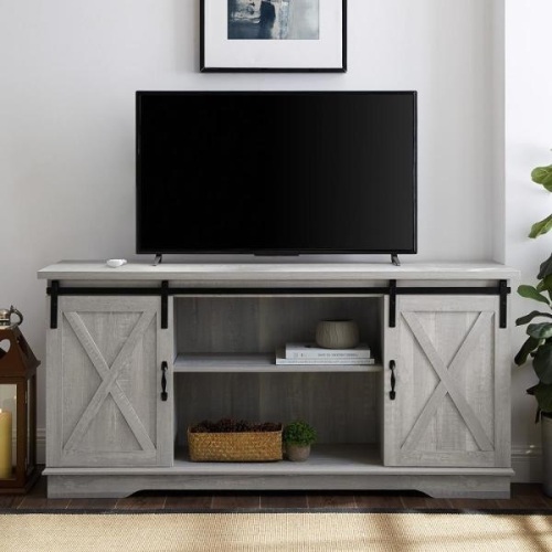 Walker & Edison 58" Barn Door TV Stand with Side Doors - Lot 131