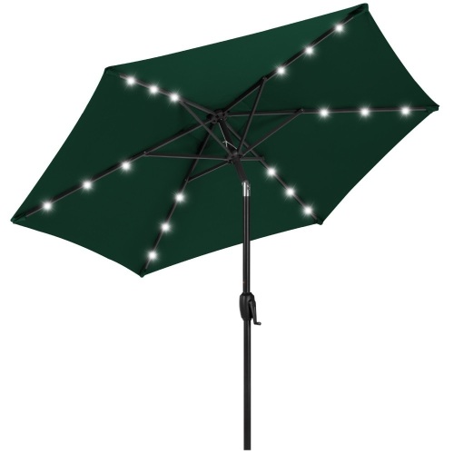 7.5ft Outdoor Solar Patio Umbrella w/ Push Button Tilt, Crank Lift  - Lot 840