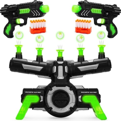 Glow-in-the-Dark Floating Target & Blaster Set w/ 24 Darts, 20 Targets  - Lot 356