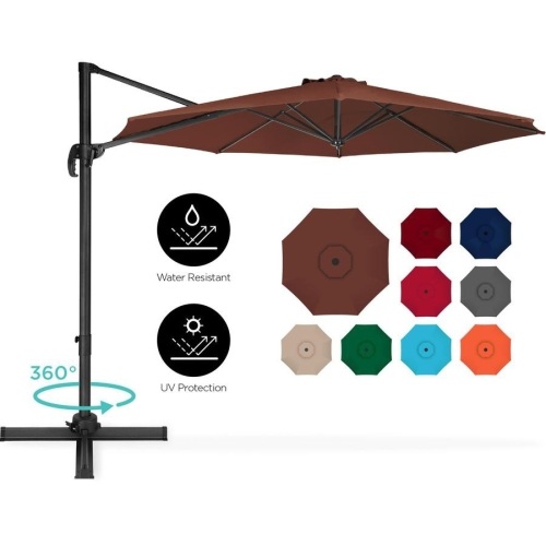 360-Degree Rotating Cantilever Offset Patio Umbrella w/ Tilt, 10ft  - Lot 888