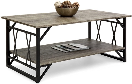 Modern Metal and Wooden Coffee Table  - Lot 322