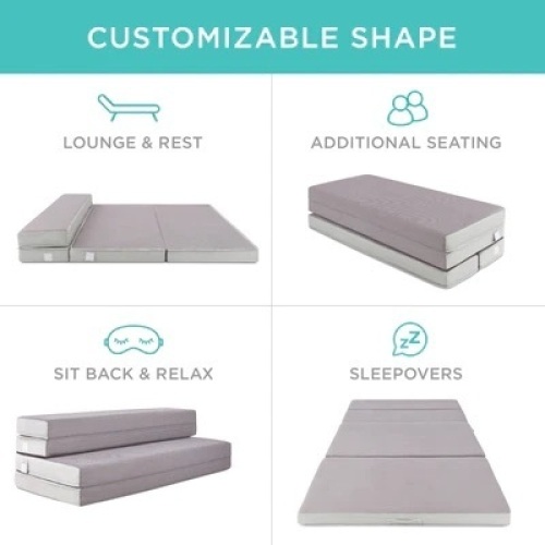 Folding Portable Mattress Topper w/ Plush Foam - 4in - Lot 5910