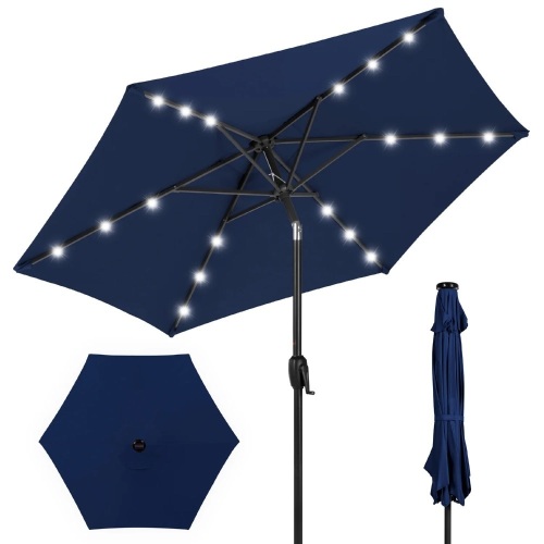 Outdoor Solar Patio Umbrella w/ Push Button Tilt, Crank Lift - Lot 5927