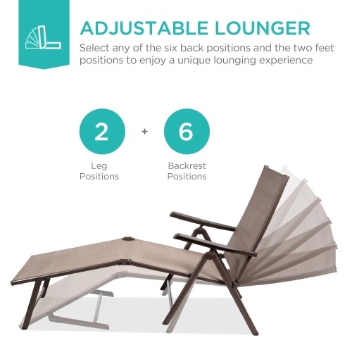 Set of 2 Outdoor Patio Chaise Recliner Lounge Chairs w/ Rust-Resistant Frame - Lot 5933