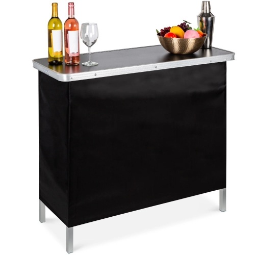 Portable Pop-Up Bar Table w/ Carrying Case, Removable Skirt - Lot 5949