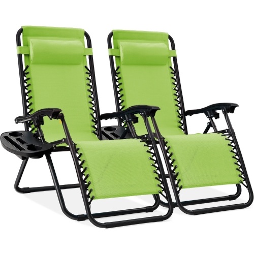 Set of 2 Adjustable Zero Gravity Patio Chair Recliners w/ Cup Holders - Lot 5992