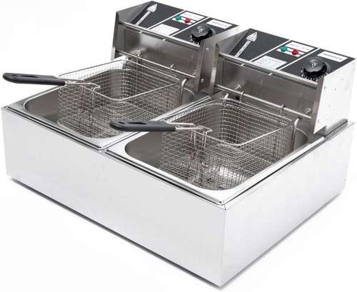 Electric Deep Fryer 5000W Commercial, 12L Dual Tank Deep Electric Fryer Home With Basket - Lot 6218
