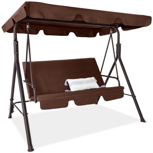 2-Person Outdoor Canopy Swing Glider Furniture w/ Cushions, Steel Frame - Lot 6171