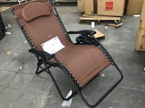 Oversized Reclining Zero Gravity Chair Lounger w/ Cup Holder, Pillow  - Lot 372
