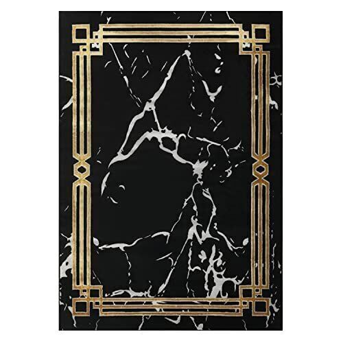 Antep Rugs Babil Gold Abstract Marble Geometric Indoor Area Rug, 6'7" x 9' - Lot 373