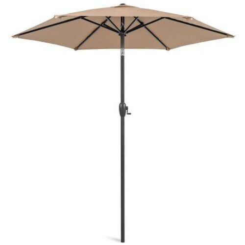 Outdoor Market Patio Umbrella w/ Push Button Tilt, Crank Lift - 7.5ft  - Lot 528