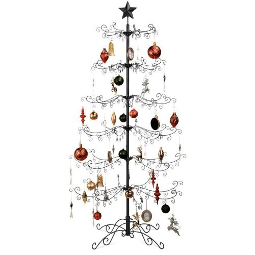 Wrought Iron Christmas Tree Ornament Display w/ Easy Assembly, Stand - 6ft  - Lot 538