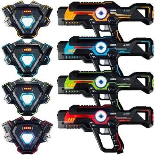 Set of 4 Infrared Laser Tag Blasters & Vests w/ 4 Team Colors  - Lot 260