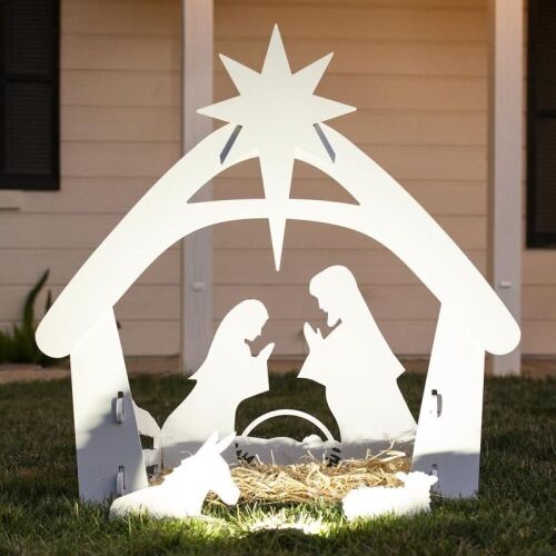 Christmas Nativity Scene Yard Decoration w/ Water Resistant PVC - 4ft  - Lot 226