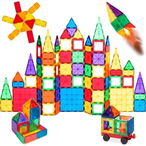 Lot of (2) 110-Piece Kids Magnetic Tiles STEM Construction Toy Building Block Set  - Lot 666