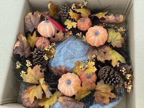 24in Artificial Fall Wreath - Lot 595