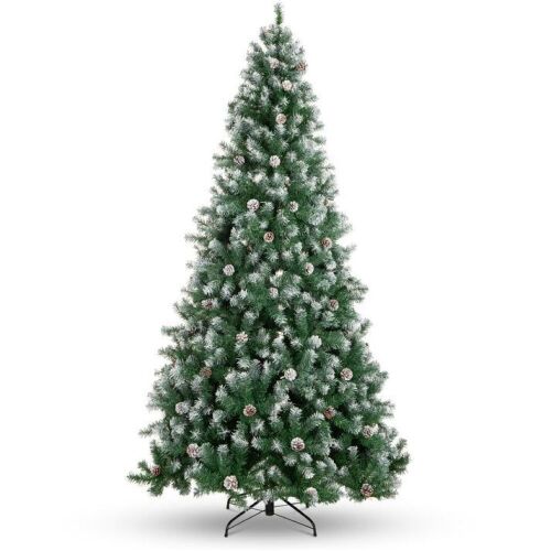 7.5' Pre-Decorated Christmas Tree w/ Pine Cones, Flocked Branch Tips  - Lot 755