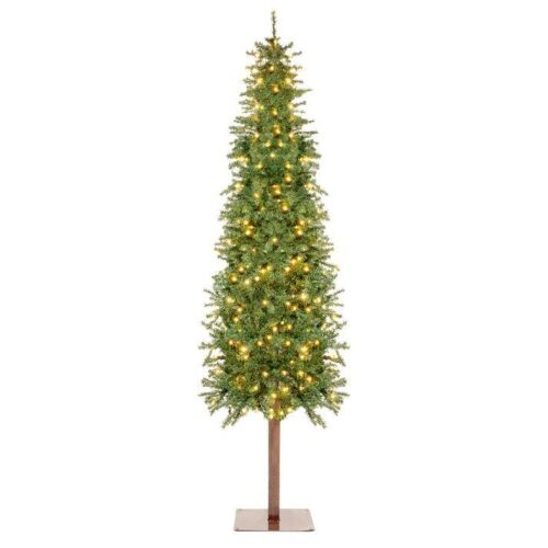 6' Pre-Lit Artificial Alpine Slim Pencil Christmas Tree w/ LED Lights, Stand  - Lot 772