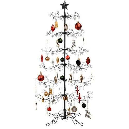 Wrought Iron Christmas Tree Ornament Display w/ Easy Assembly, Stand - 6ft  - Lot 577