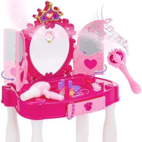 Kids Princess Vanity Mirror w/ AUX Cable, Wand, Hairdryer, Accessories  - Lot 633