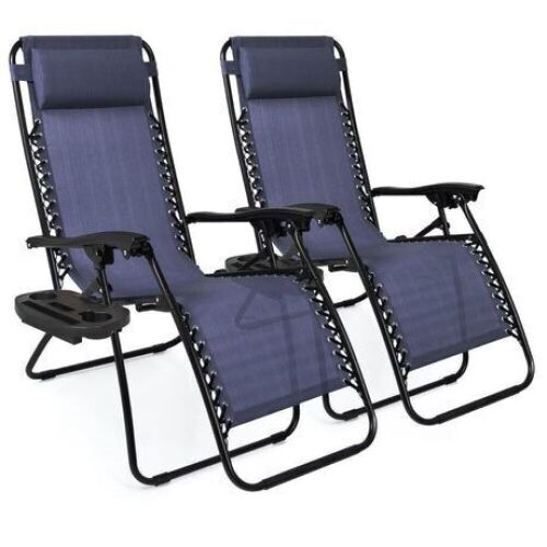 Set of 2 Adjustable Zero Gravity Patio Chair Recliners w/ Cup Holders  - Lot 498